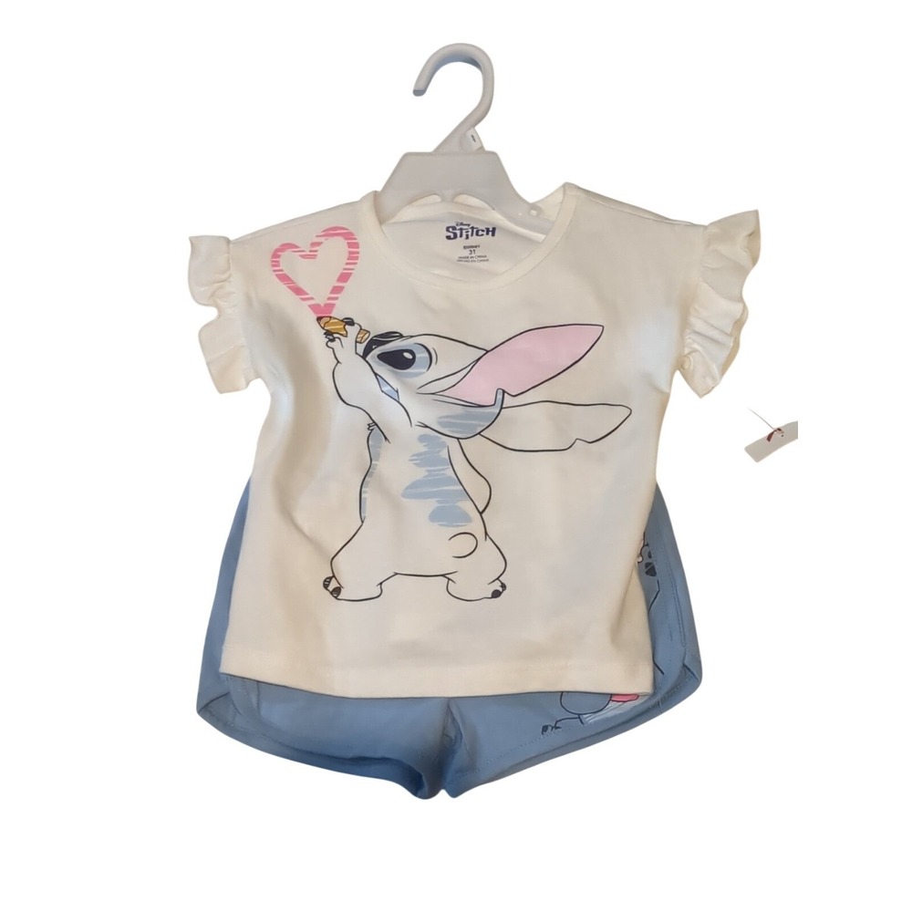 Nwt Disney Lilo & Stitch Toddler Girls' 2-Piece Shorts Set Outfit 3T
